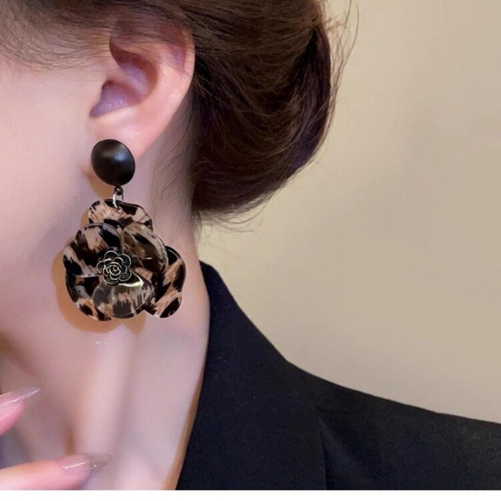 Camellia Flower Drop Earrings N184