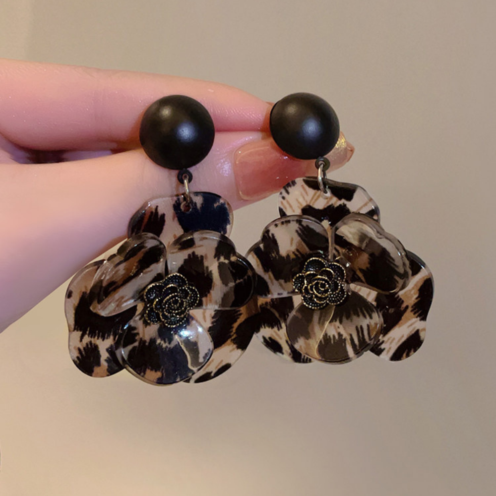 Camellia Flower Drop Earrings N184