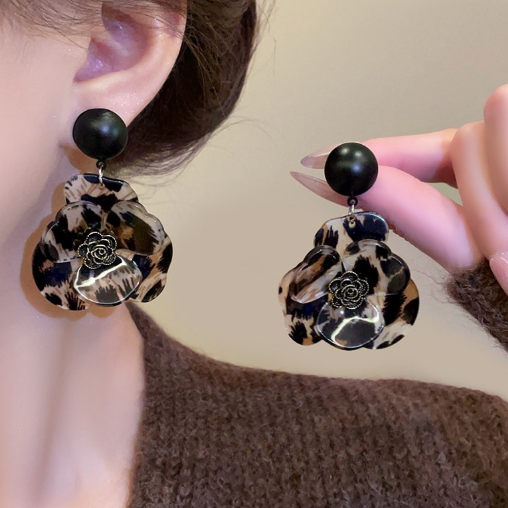 Camellia Flower Drop Earrings N184