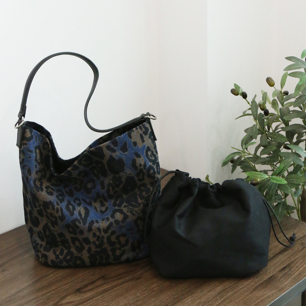 Denim-Print Bucket Bag N155