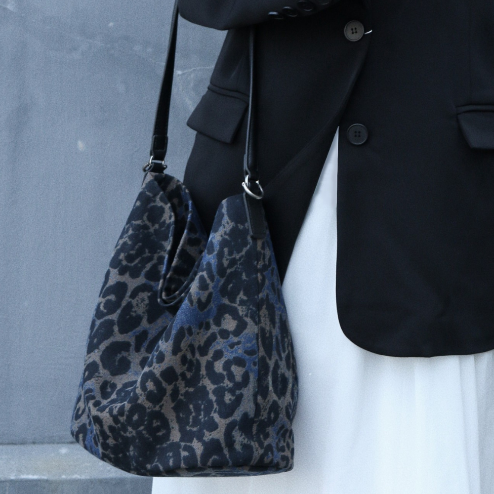 Denim-Print Bucket Bag N155