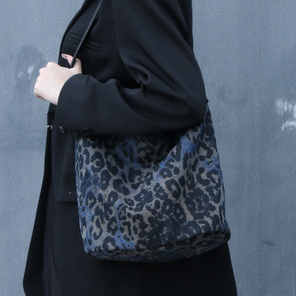 Denim-Print Bucket Bag N155