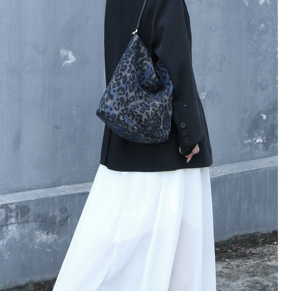 Denim-Print Bucket Bag N155
