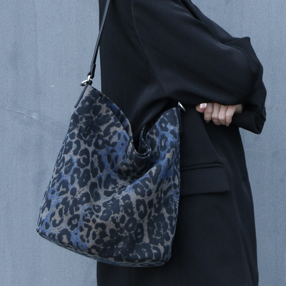 Denim-Print Bucket Bag N155