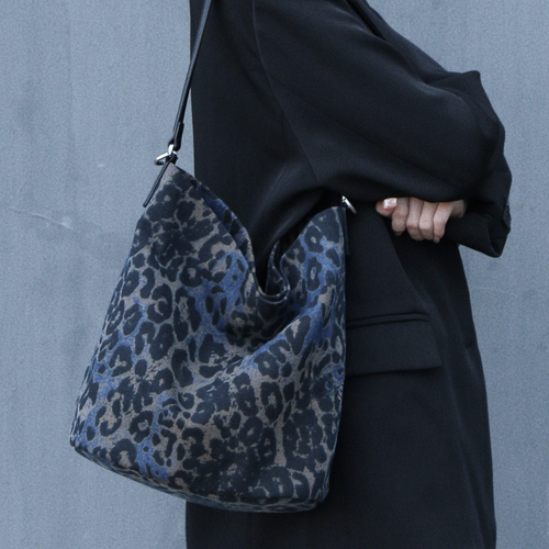 Denim-Print Bucket Bag N155