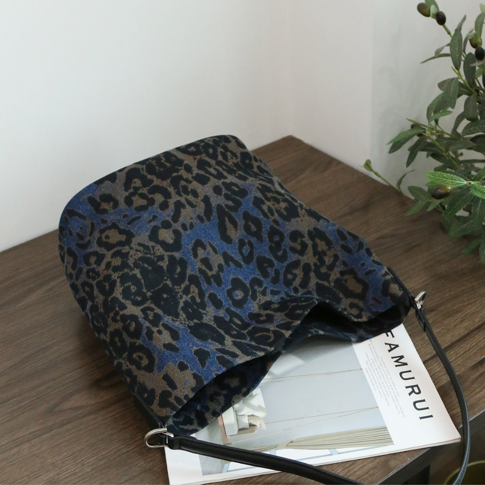 Denim-Print Bucket Bag N155