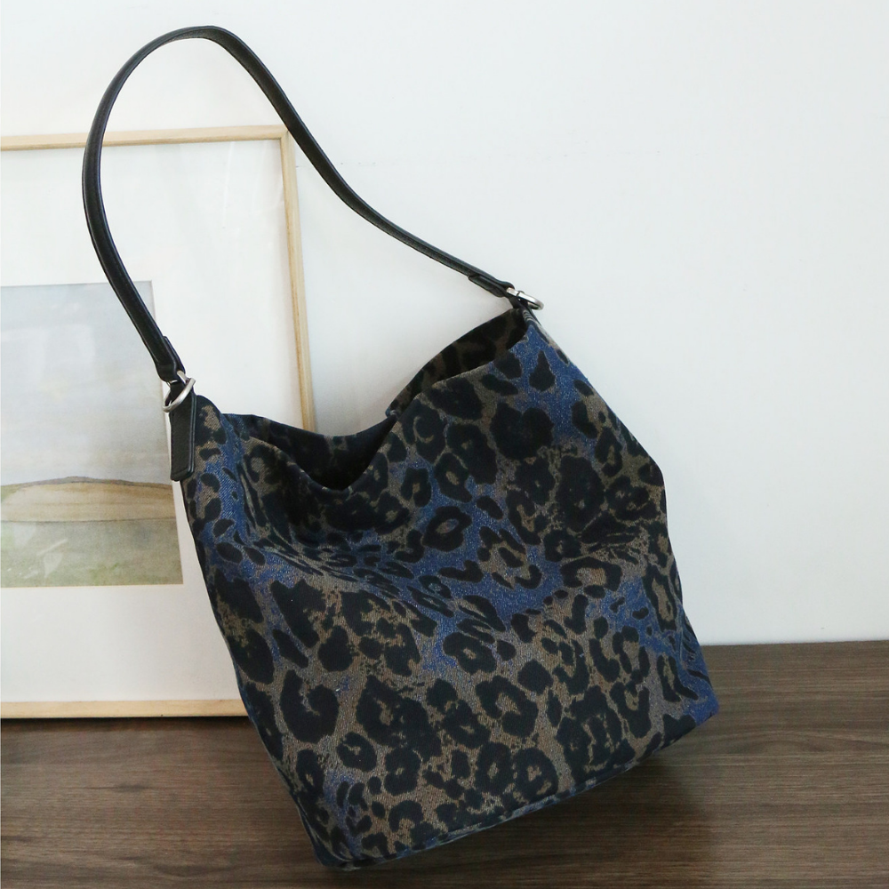 Denim-Print Bucket Bag N155