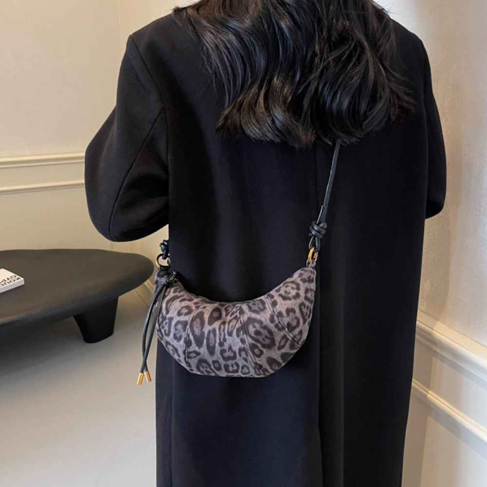 Crescent Suede-Look Shoulder Bag N125