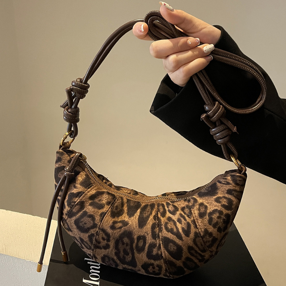 Crescent Suede-Look Shoulder Bag N125