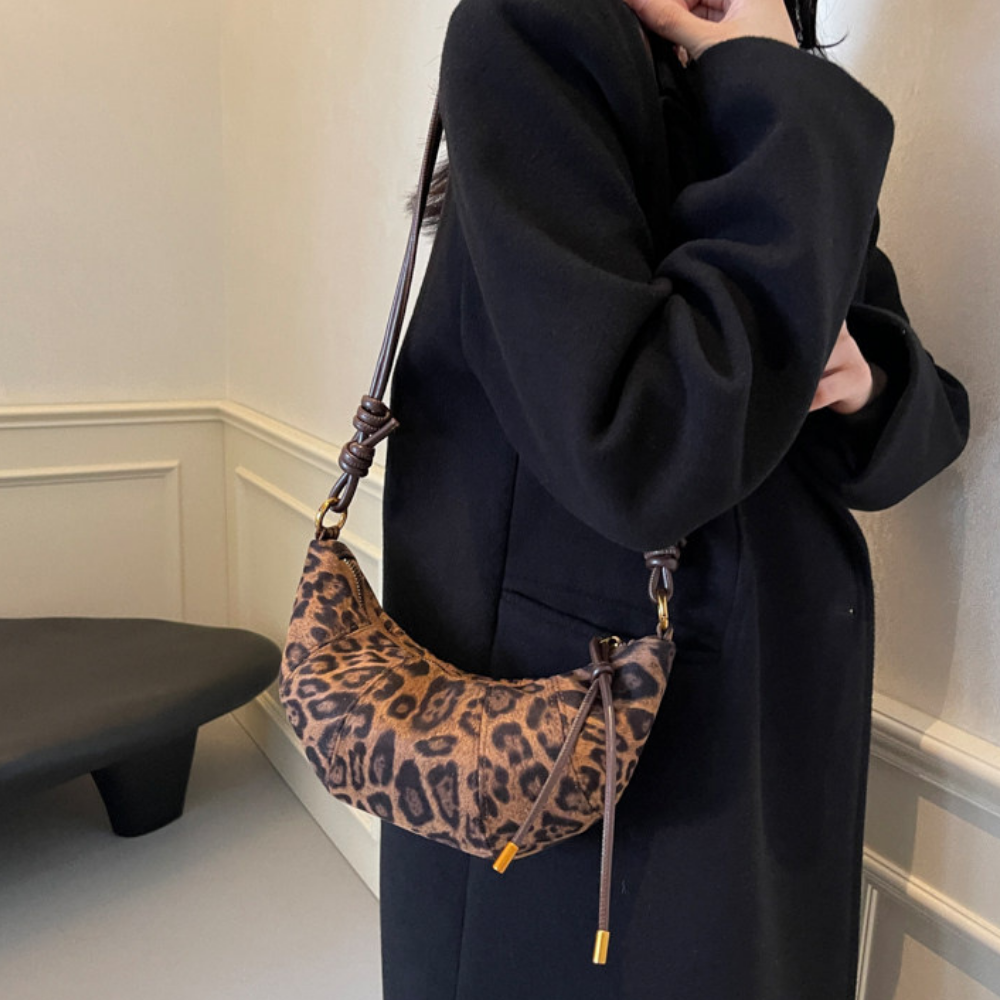 Crescent Suede-Look Shoulder Bag N125