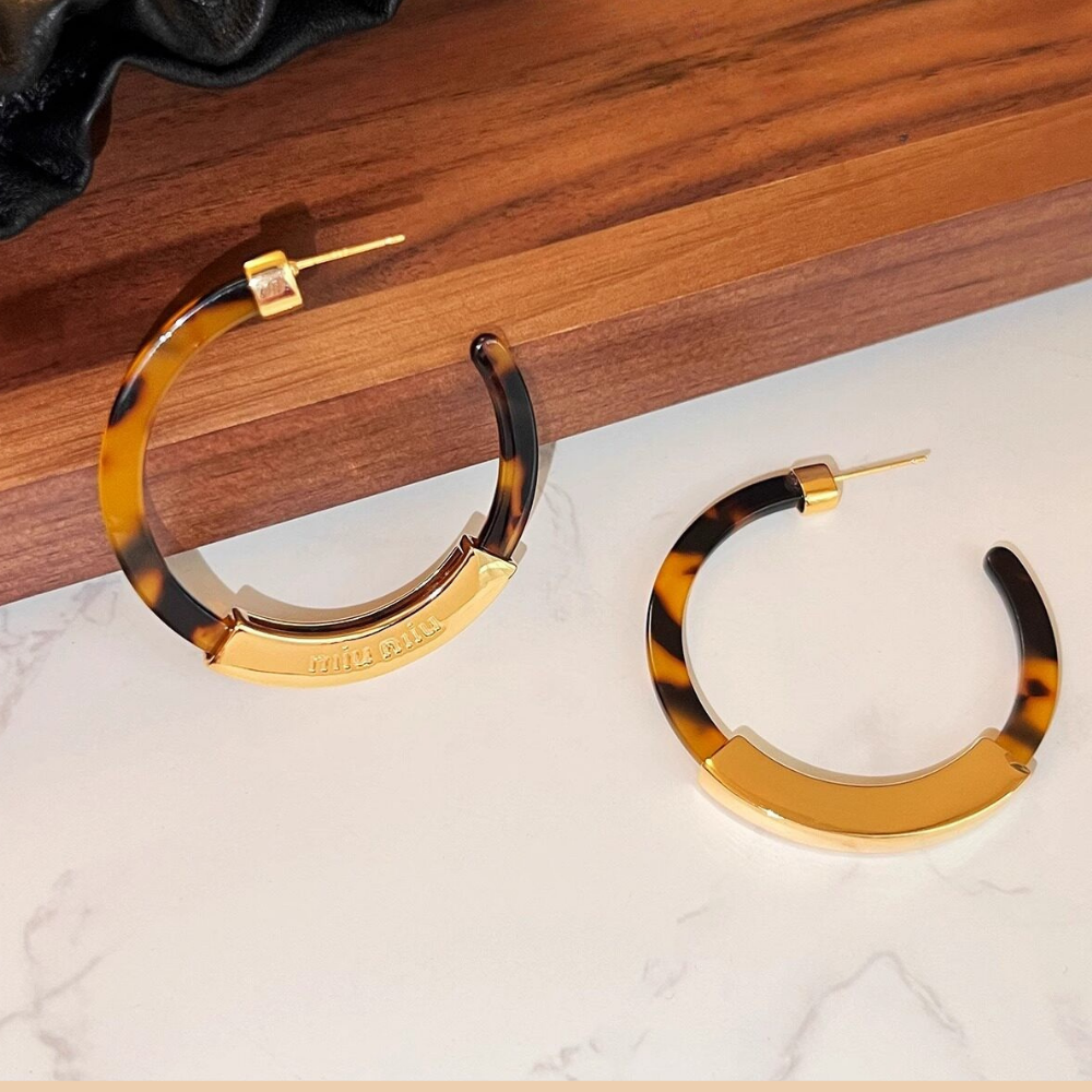 Tortoiseshell Hoop Earrings N104