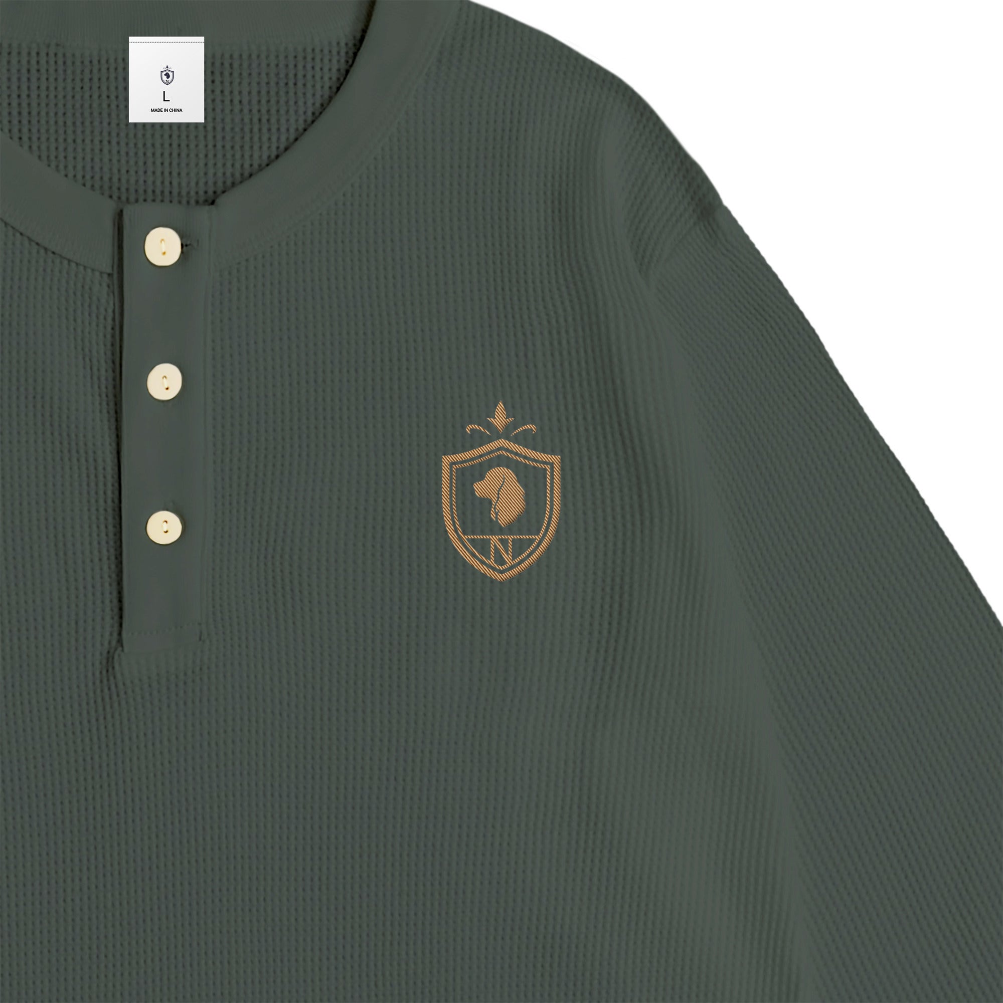 Waffle Henley L/S  green-gray image