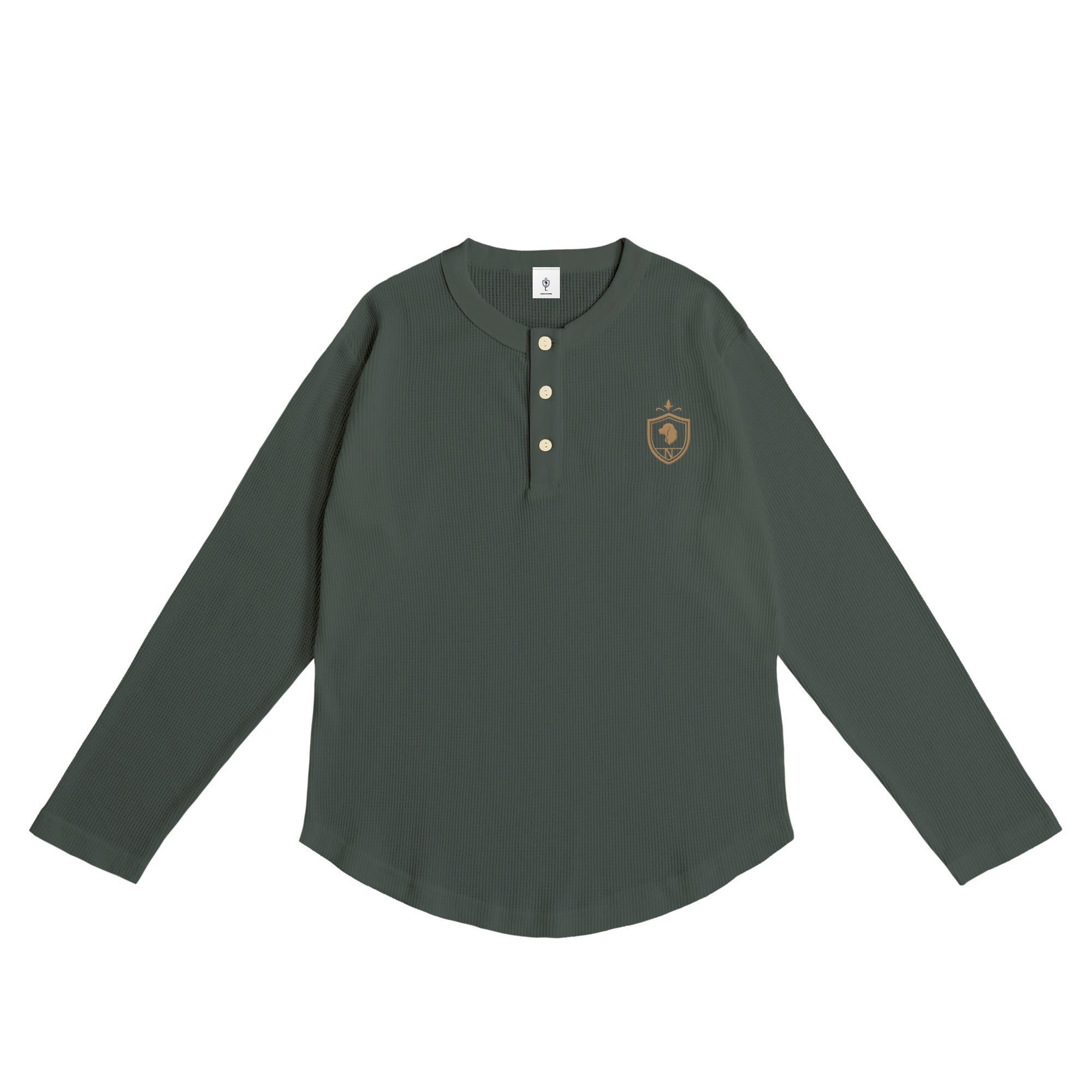 Waffle Henley L/S  green-gray image