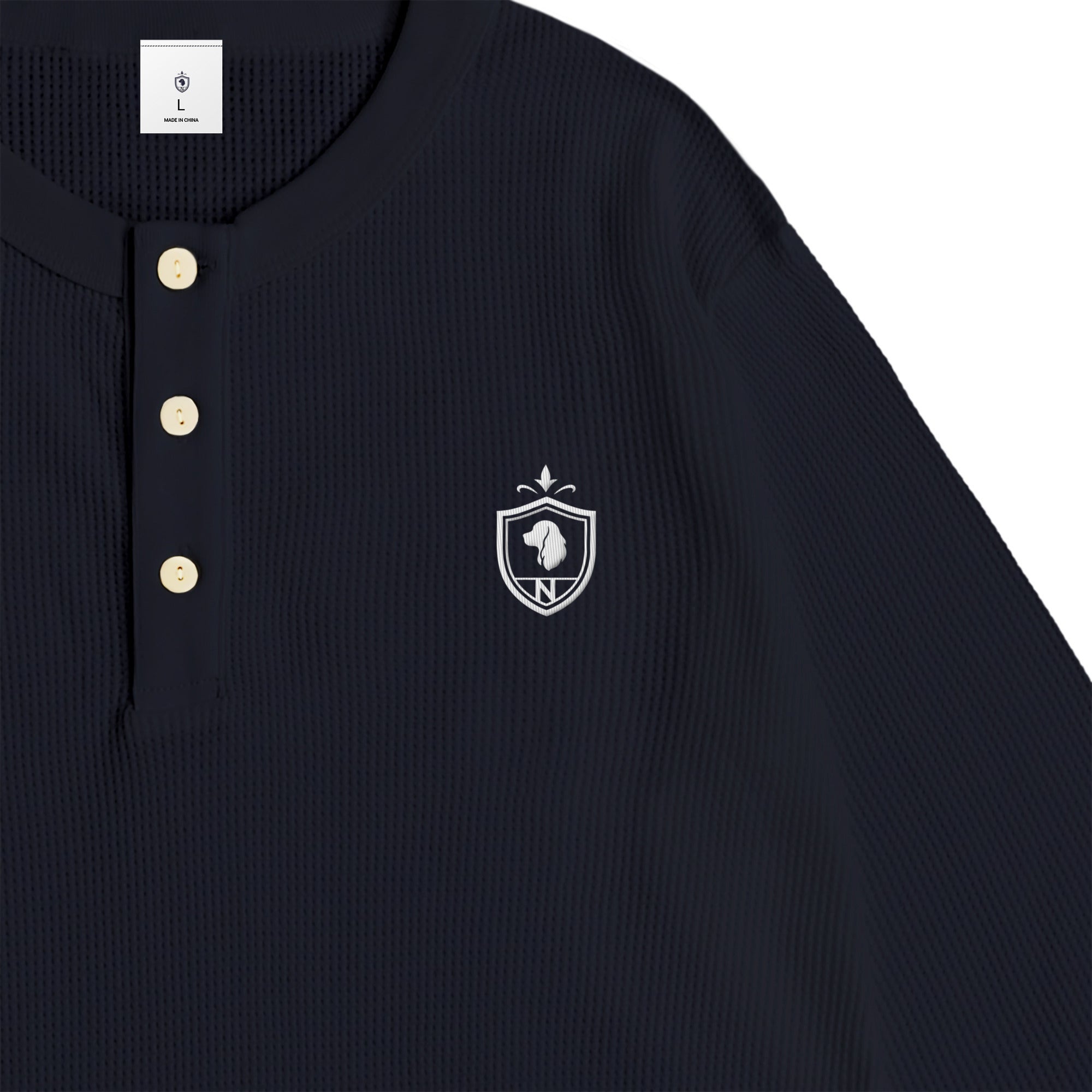 Waffle Henley L/S navy image