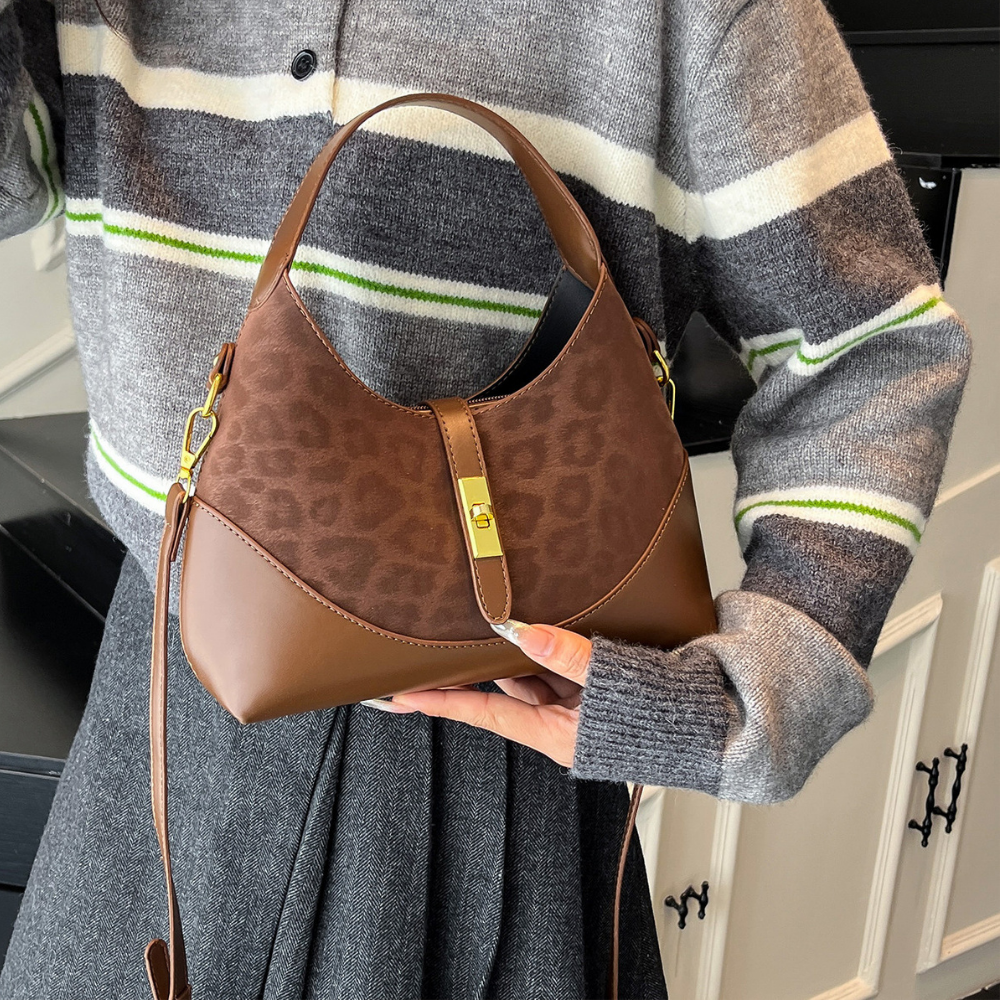 Half-Moon Suede Shoulder Bag  N173