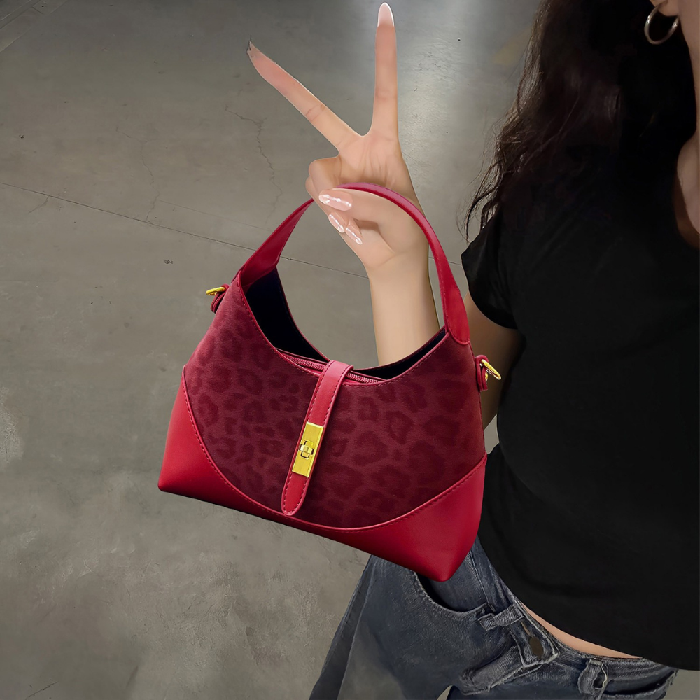 Half-Moon Suede Shoulder Bag  N173