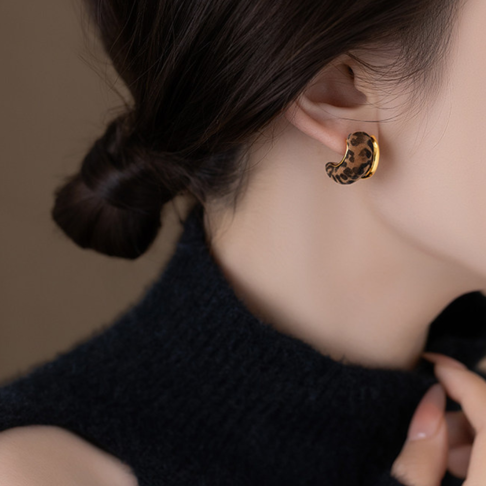 Flocked C-Hoop Earrings N110