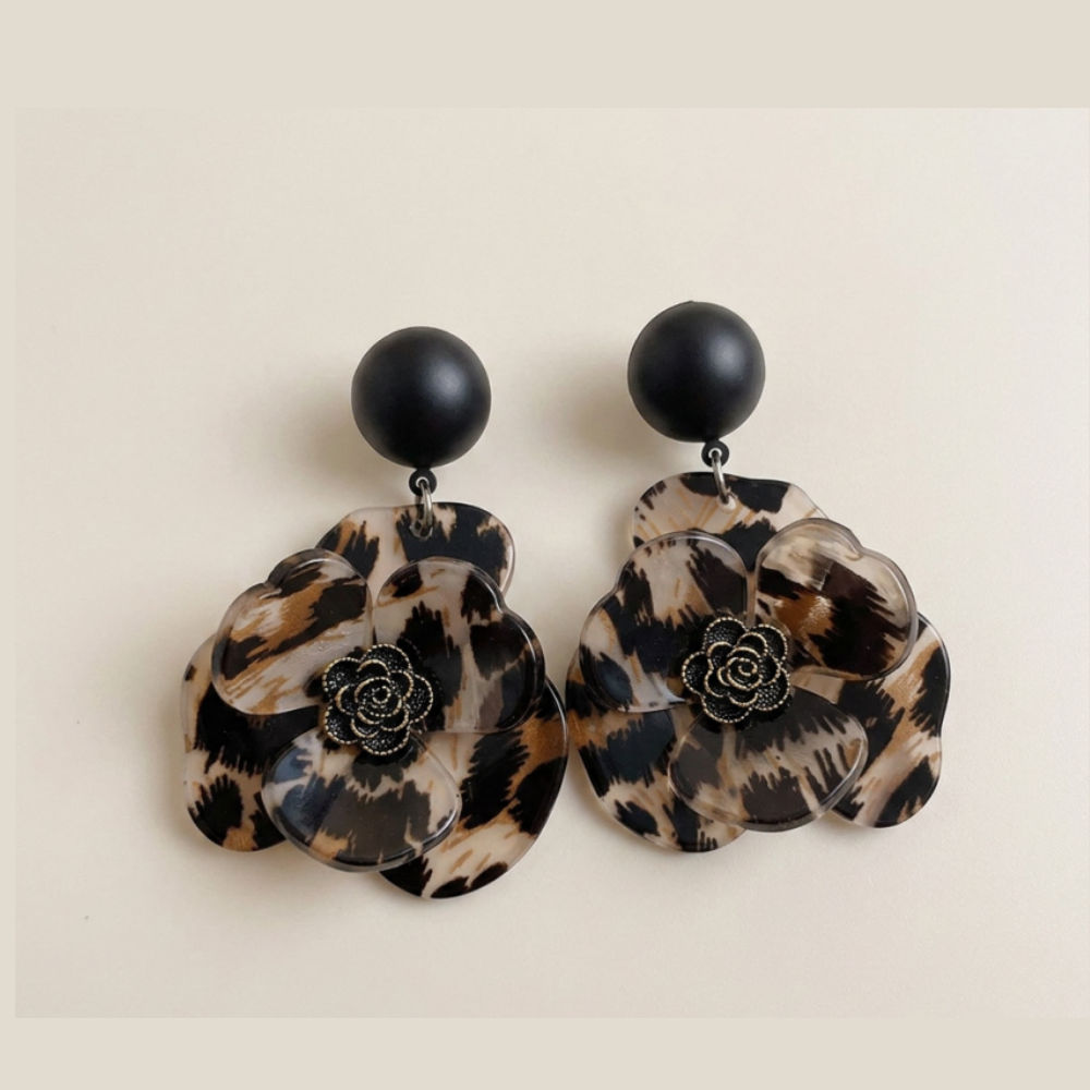 Camellia Flower Drop Earrings N184