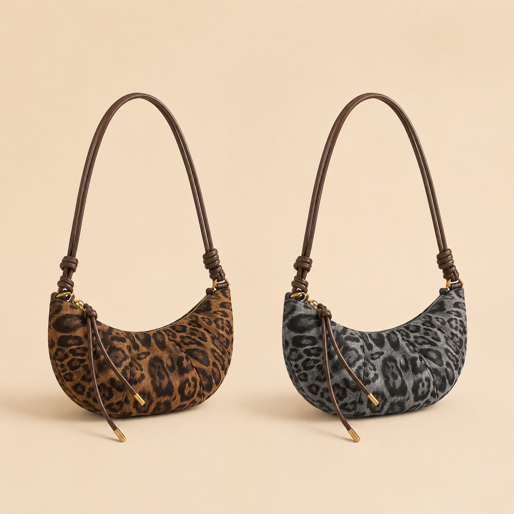Crescent Suede-Look Shoulder Bag N125