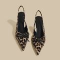 Leopard Ribbon Slingback Pumps N218