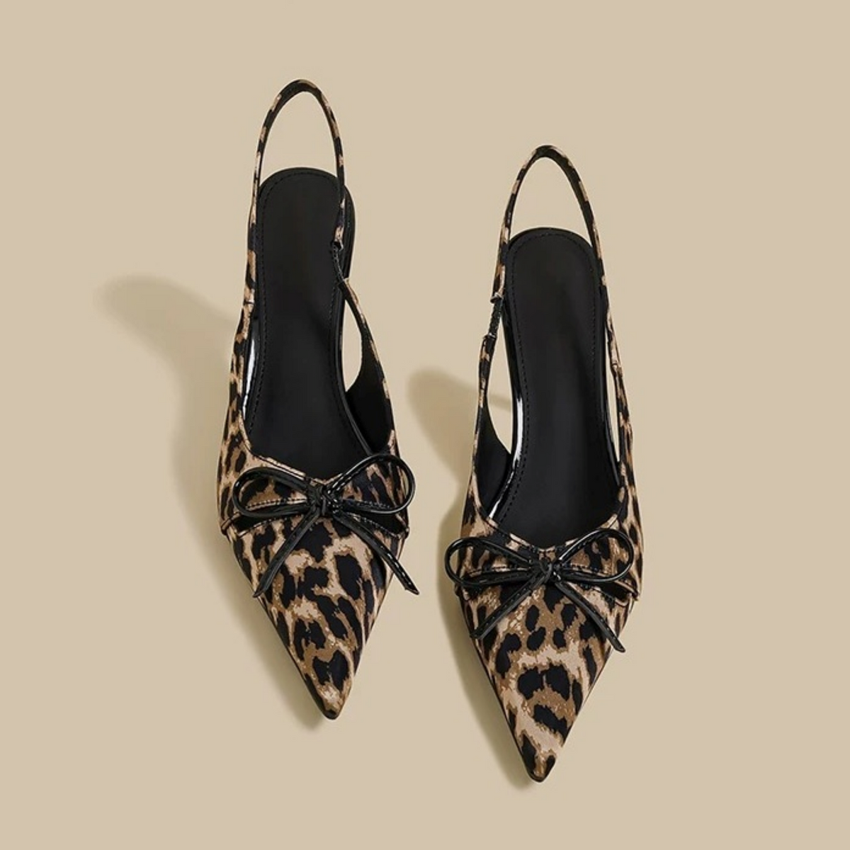 Leopard Ribbon Slingback Pumps N218