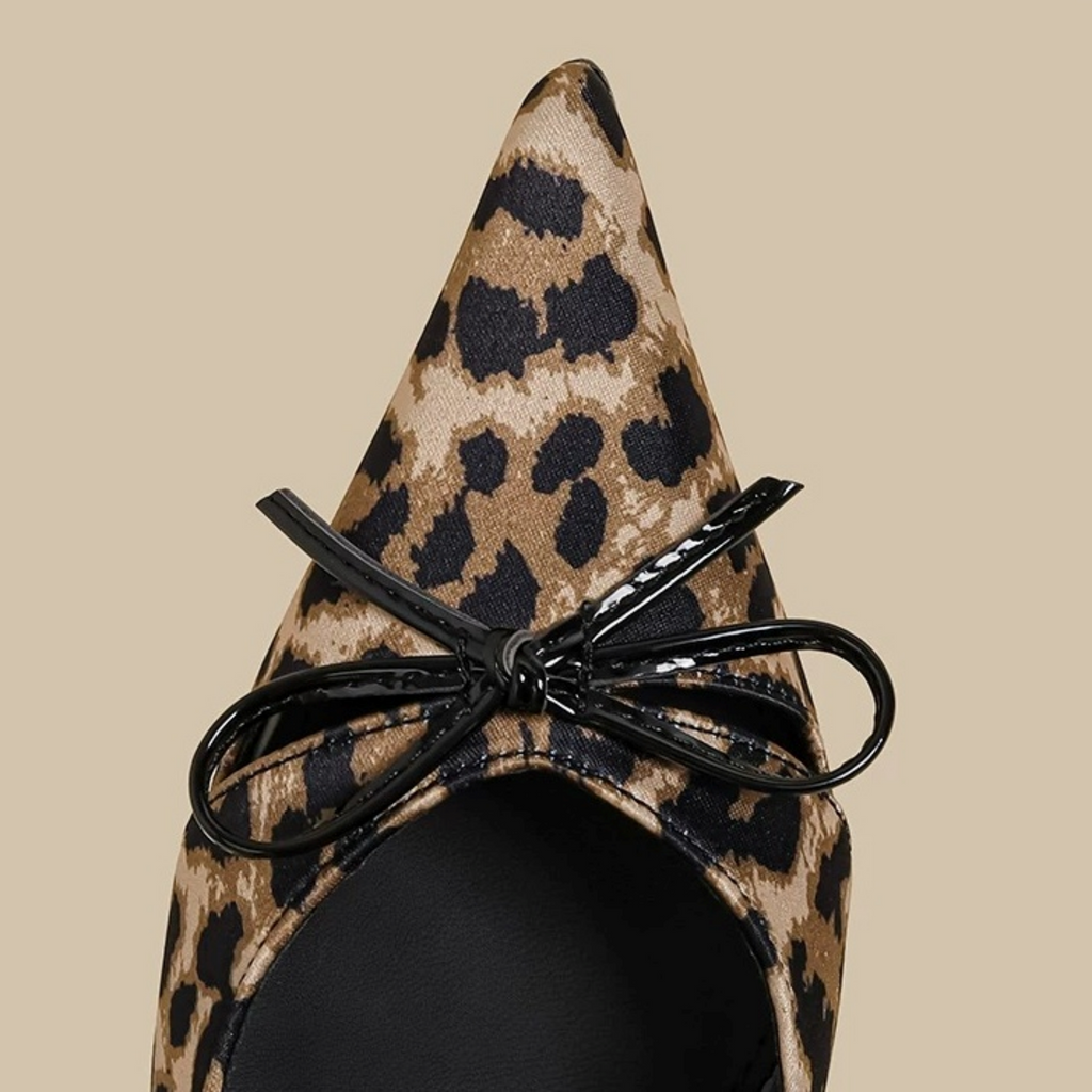Leopard Ribbon Slingback Pumps N218