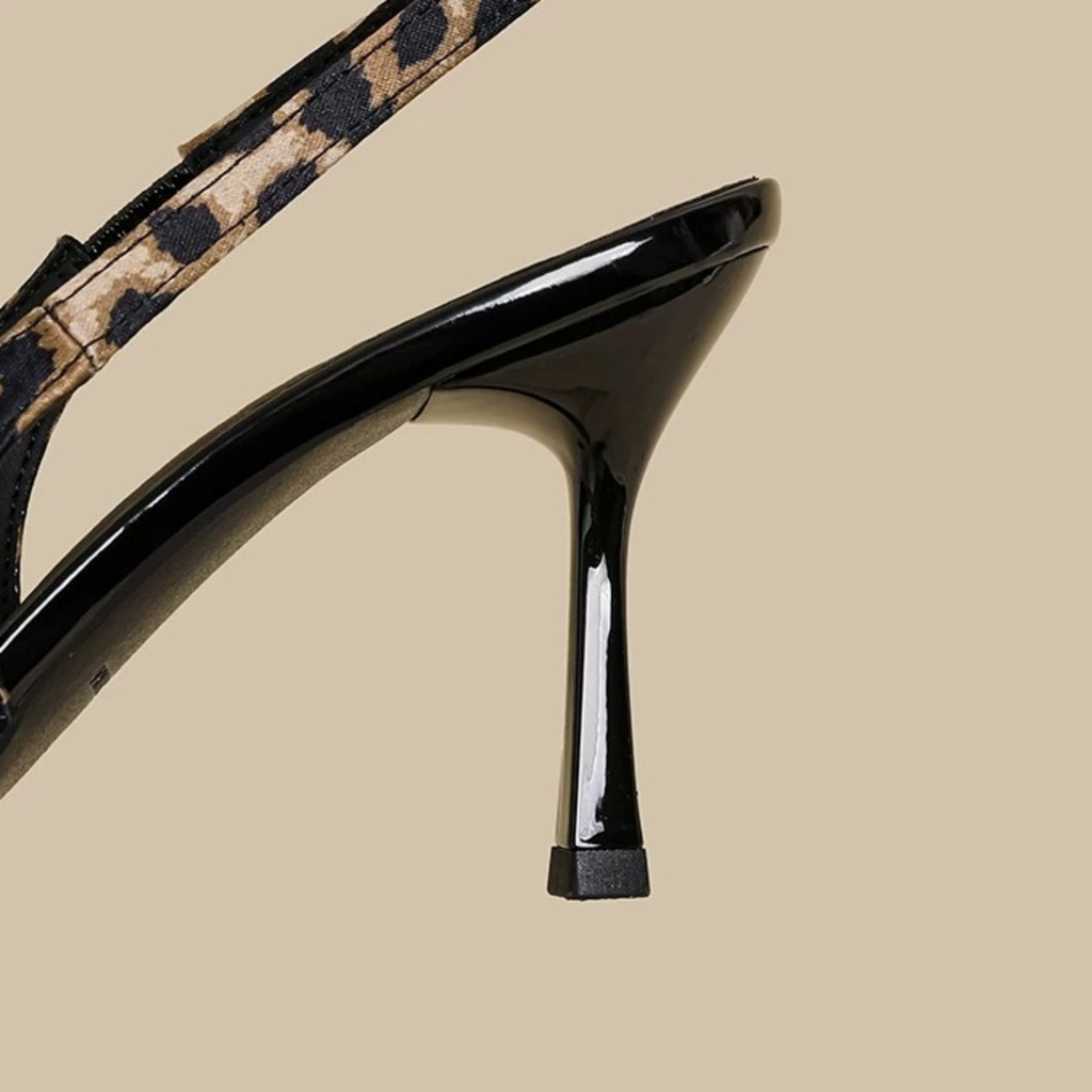 Leopard Ribbon Slingback Pumps N218