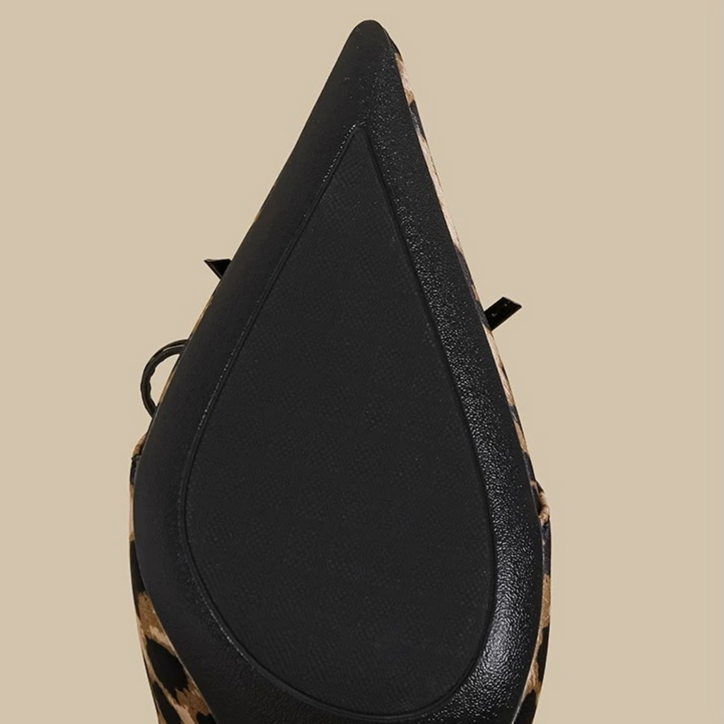 Leopard Ribbon Slingback Pumps N218
